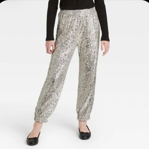 Art Class Silver Sequined Joggers Youth Y2K Sparkle Sz Lg
